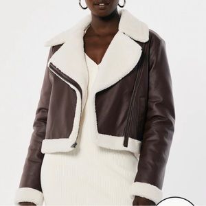 Hollister Sherpa Lined Faux Leather Jacket NWT